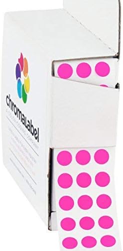 ChromaLabel 1/4 Inch Fluorescent Pink Circle Stickers, Round Colored Labels, Colored Dot Stickers with Dispenser Box, Round Color Coding Labels, 1000 Sticky Dots, Fluorescent Pink