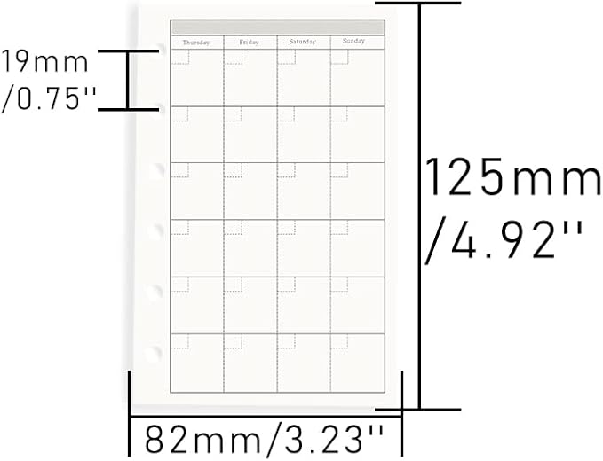 AxeWoodz A7 Refill Paper 3 Pack Undated Daily, Weekly, Monthly Binder Inserts 6-Hole Punched Filler Paper for Planner, 135 Sheets/270 Pages Refillable