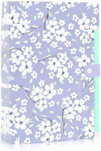 SKYDUE Expanding File Folder with 6 Pockets, Floral Accordion File Organizer for Important Document, Expandable Receipt Paper Holder, School Office Supplies Purple