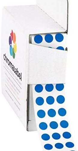 ChromaLabel Blue Circle Sticker 1/4 Inch Permanent Labels, Round Colored Small Sticker, Adhesive dots for Crafts Colored, 1000 Dark Blue Dot Stickers with Dispenser Box