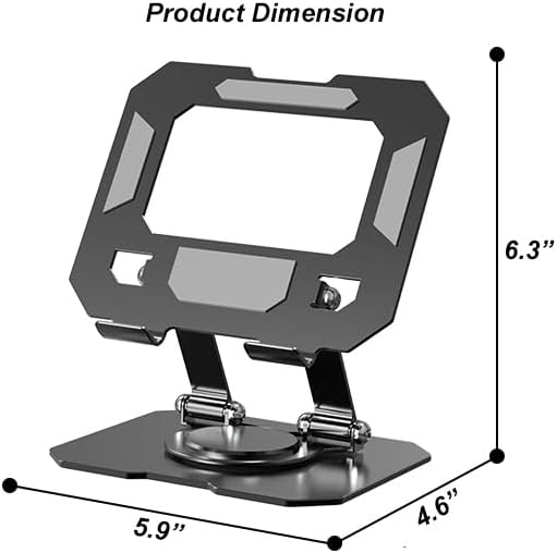 Dual 360° Rotating Tablet Stand Holder for Desk with Carbon Steel Base, Table Tablet Support with Dual Rod Adjustable Compatible for iPad Pro 13 12 11 Air Mini 5 4 3 (Black)