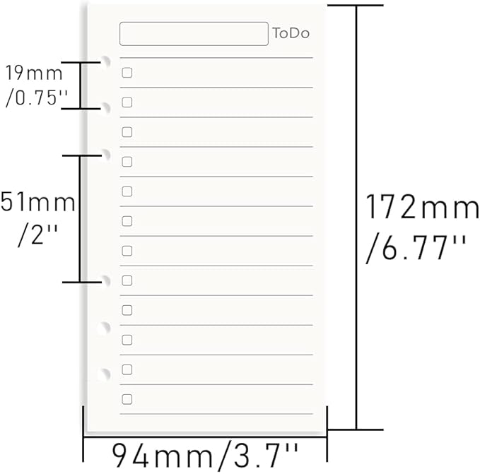 A6 To Do List Refill Paper 3 Pack Binder Inserts 6-Hole Punched Filler Paper Planner Refills, 135 Sheets/270 Pages Refillable Planner Binder Paper for A6 Planner Inserts (A6, To Do List)