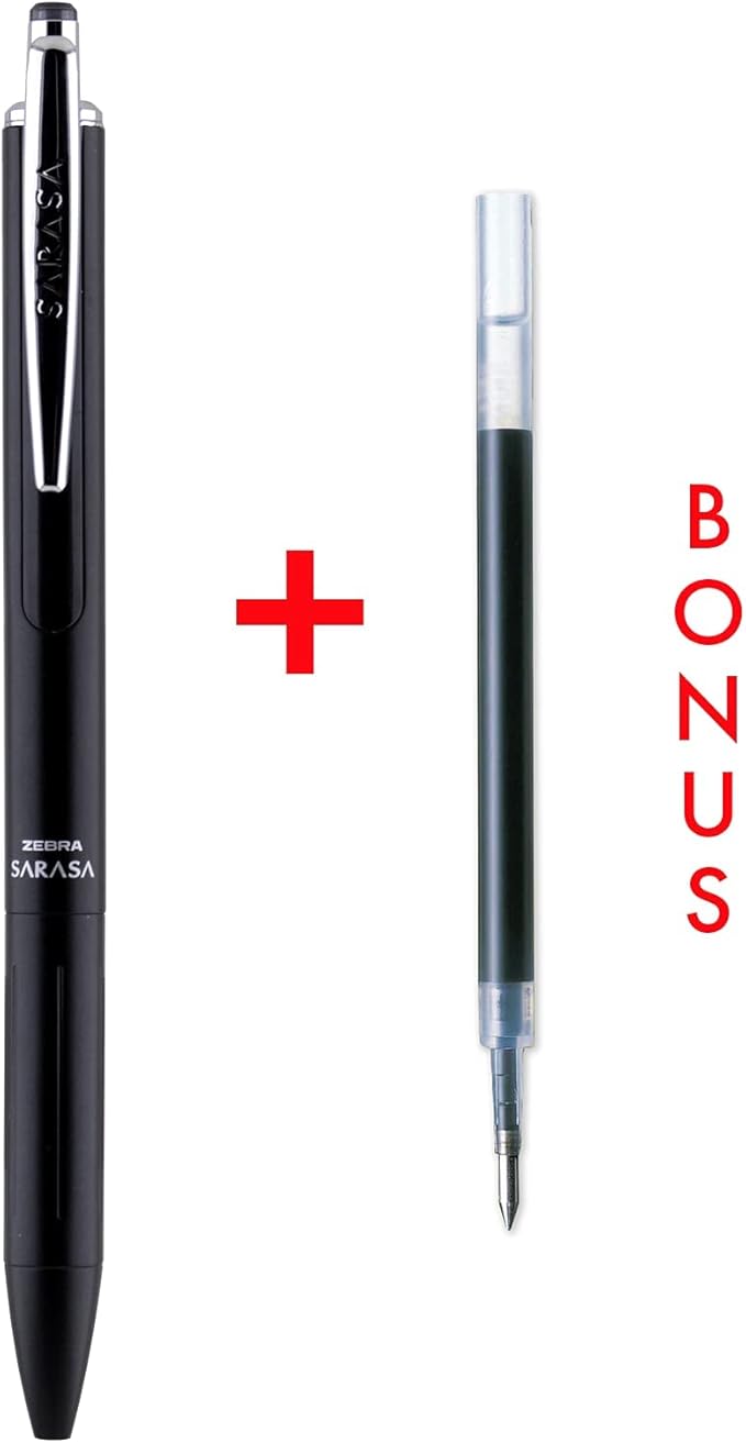 Zebra Pen Sarasa Grand Retractable Gel Pen with Ink Refill, Black Barrel, Medium Point, 0.7mm, Black Ink, 1-Pack (91201)