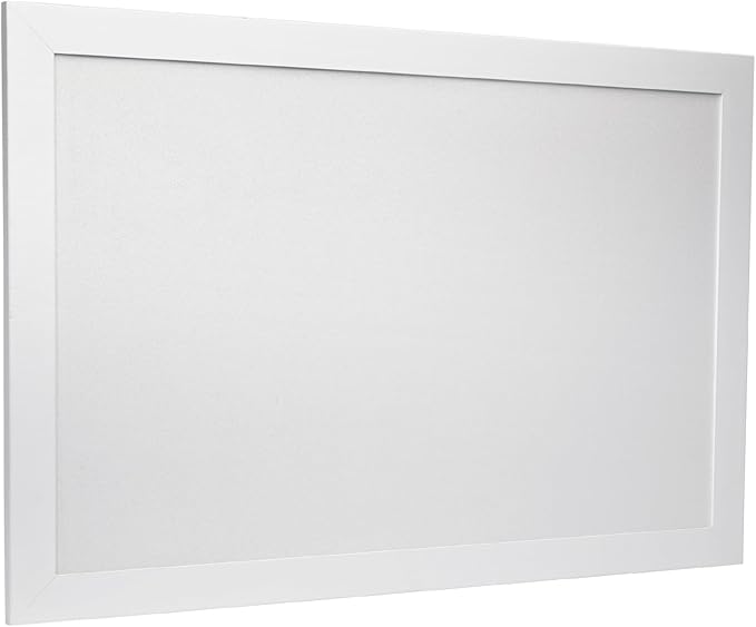 Excello Global Products 24" x 36" White Wood Frame White Corkboard