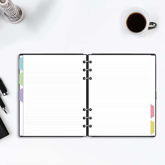 Personal Size Lined Paper, Planner Inserts,100 Sheets 6mm Line Spacing Paper, 5 Colored Dividers, 6 Hole Punched, Narrow Ruled,Loose Leaf for Pocket Planner, Mini Binder, Journal,171x95mm / 6.7"x3.7"