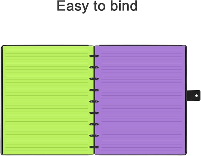 9 Discbound Lined Colorful Refills Paper, 100 Sheets (200 Pages), 9 Disc Pre-Punched Happy Planner Inserts, Loose Leaf, 5-Color Refills Paper, Classic Size, 7 x 9.25 Inch