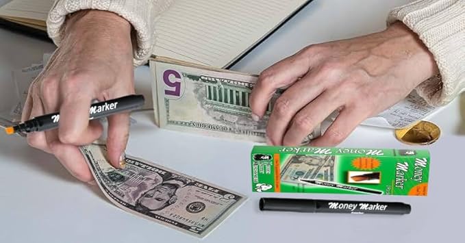 HVM Counterfeit Money Detector Pen (18 Counterfeit Pens) - Money Marker Bill Detector Pen with Upgraded Chisel Tip - Detect Fake Bills, Universal False Currency Checker Pack