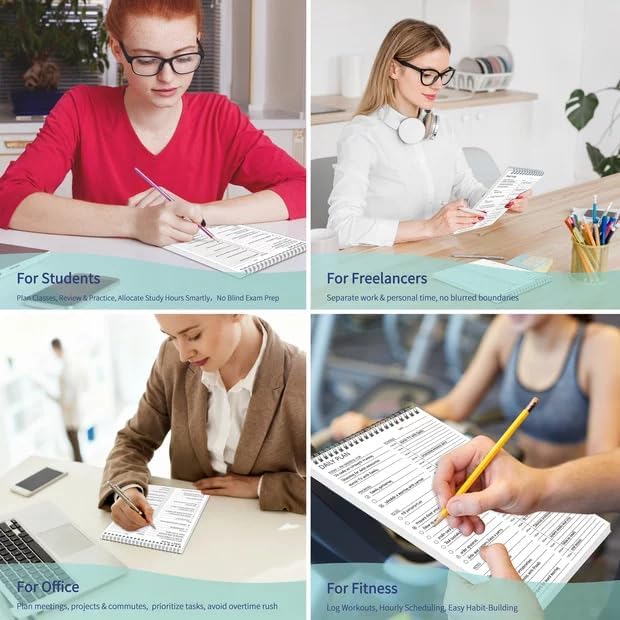 24 Hour Daily Planner - To Do List for Work & Personal Life, Productivity Everyday Planner, Daily Schedule, 6.5 x 9.8
