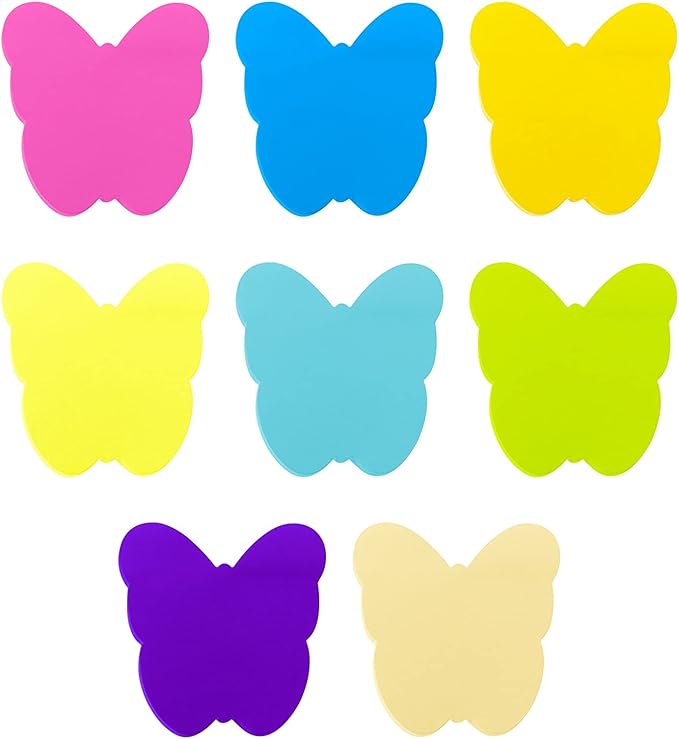 Sticky Notes, 560 Sheets 3 × 3 Inches Butterfly Shape Self Sticky Notes Pad, Colour Sticky Notes, Bright Colors Self-Stick Pads for Home Office Notebook(8 Color)