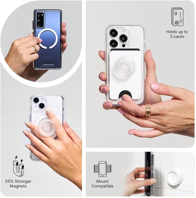 PopSockets Phone Grip for MagSafe, Magnetic Holder, Phone Stand, Black - New Essentials