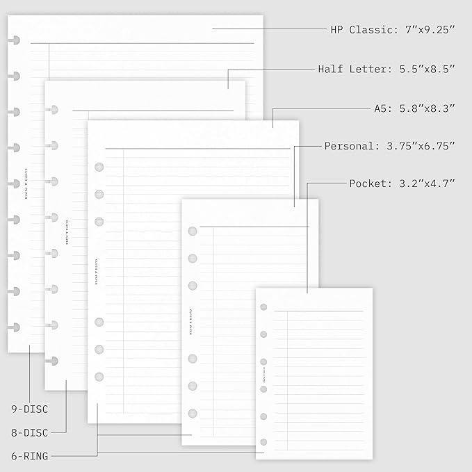 Cloth & Paper Weekly Admin Planner Inserts | A5 Size 5.8 x 8.3 Inches | 6 Ring Punch | Monday Start | Minimalist Weekly Agenda Refill | Task List & Habit Tracker Planner Pages for A5 Ring Binder