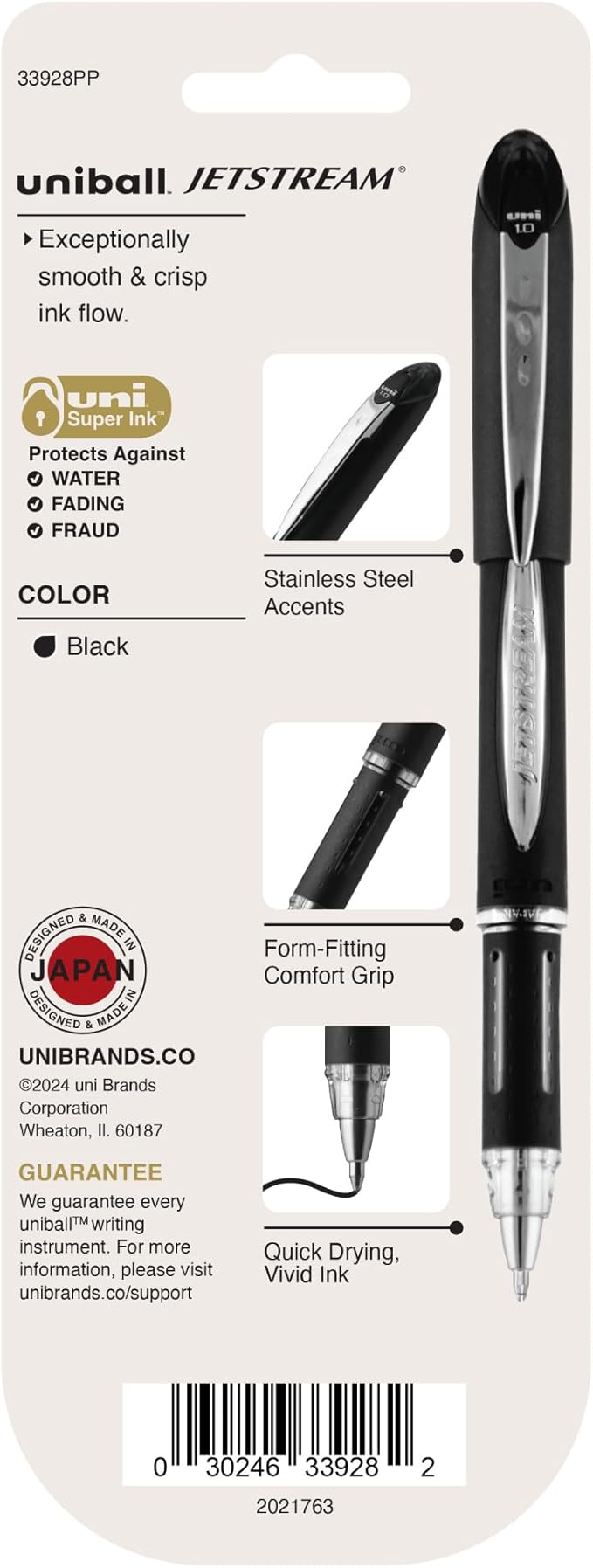 uniball Jetstream Ballpoint Pens, Medium Point (1.0mm), Black, 3 Pack