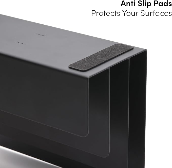 Desktop Mail Organizer – 3-Slot Black Metal Letter Holder and Bill Sorter for Office and Home