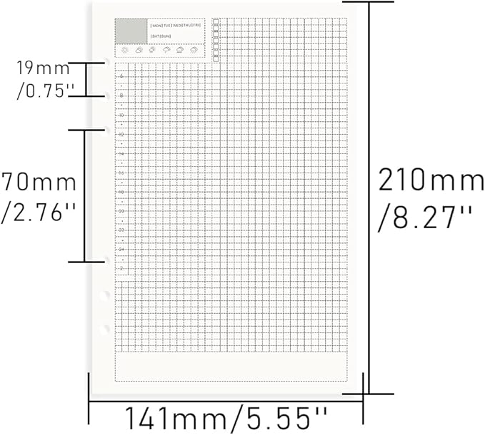 AxeWoodz A5 Refill Paper 3 Pack Undated Daily Weekly Monthly Binder Inserts 6-Hole Punched Filler Paper Planner Refills, 135 Sheets/270 Pages Refillable Binder Papers