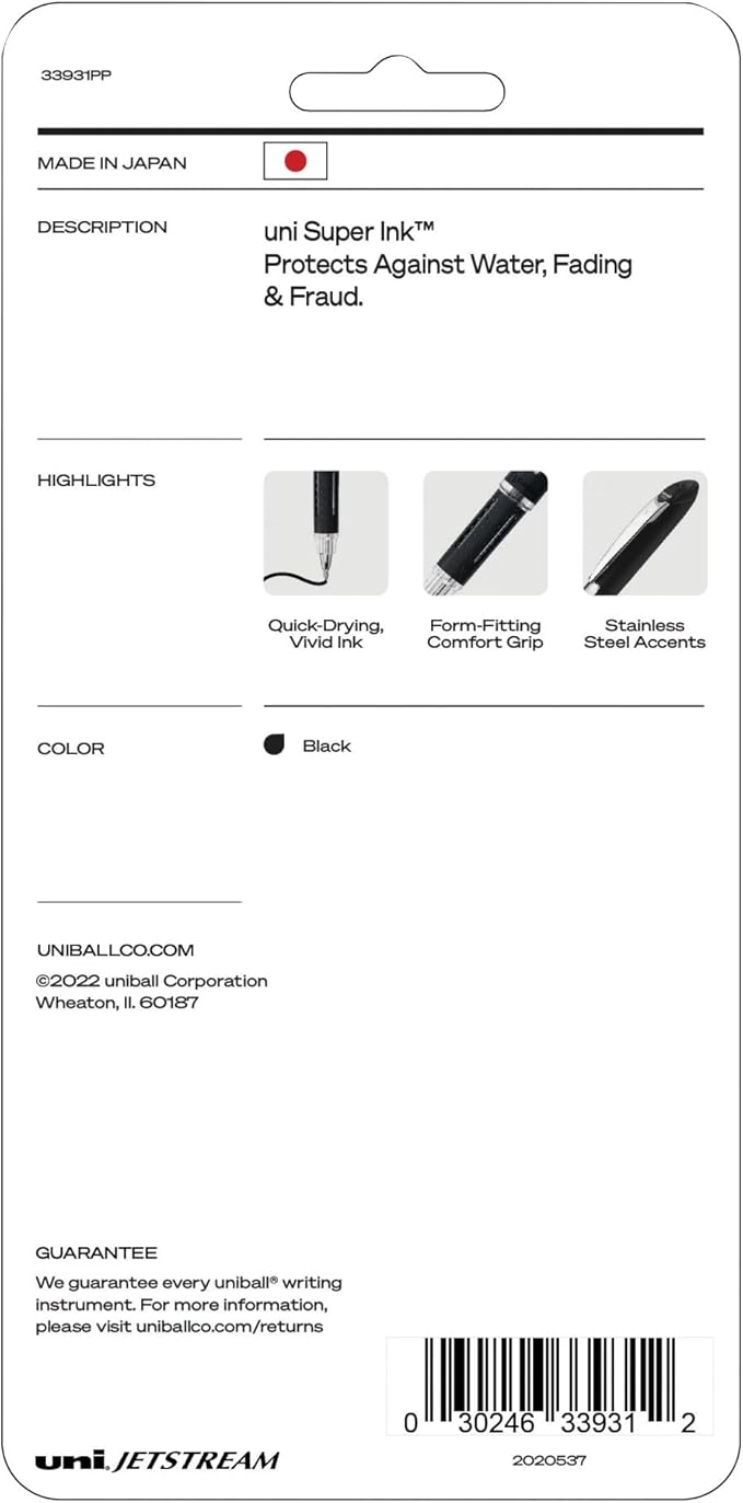 uniball Jetstream Ballpoint Pens, Medium Point (1.0mm), Black, 4 Pack
