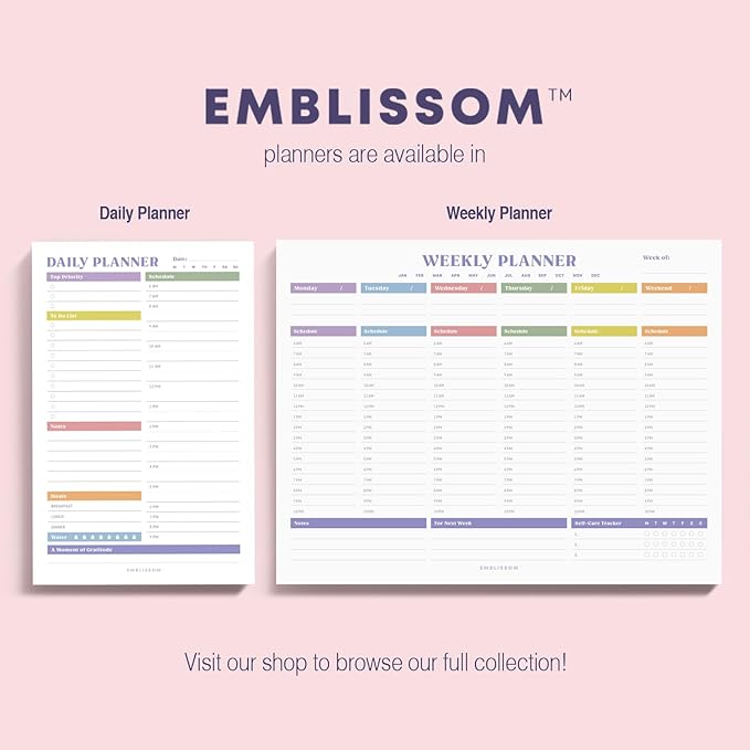 Daily Planner Notepad, 5.5 x 8.5" Tear-Off Pad – 70 Undated Sheets Focus-Enhancing Desktop Organizer with Hourly Schedule, To-Do List for Work, School (White, Colorful, 1 Pack)