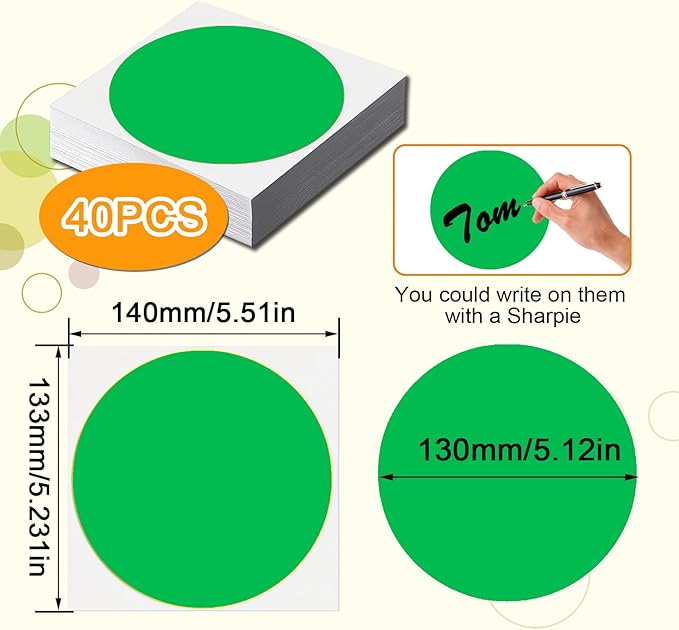 Classroom Floor Stickers Floor Marker Dots, 40Pcs Carpet Spot Markers Line Up Dots Spots, Carpet Circles Carpet Dots for Classroom Decoration Table Teacher Supplies (Green)