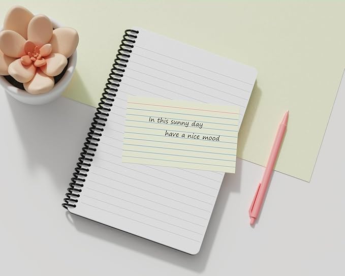 Cream Index Cards 3x5, 200 Pack, Ruled Index Cards, Flash Cards for Studying, Heavy Note Cards for Office, Home and School, 4 Packs of 50