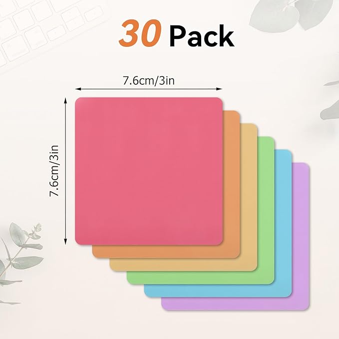 Magnetic Sticky Notes, 3x3 inch, 30-Pack Pastel Dry Erase Magnets, Reusable Magnetic Dry Erease Labels, Easy to Post Notes for Whiteboard, Fridge, Locker, Cabinet, Door - Office Classroom Supplies