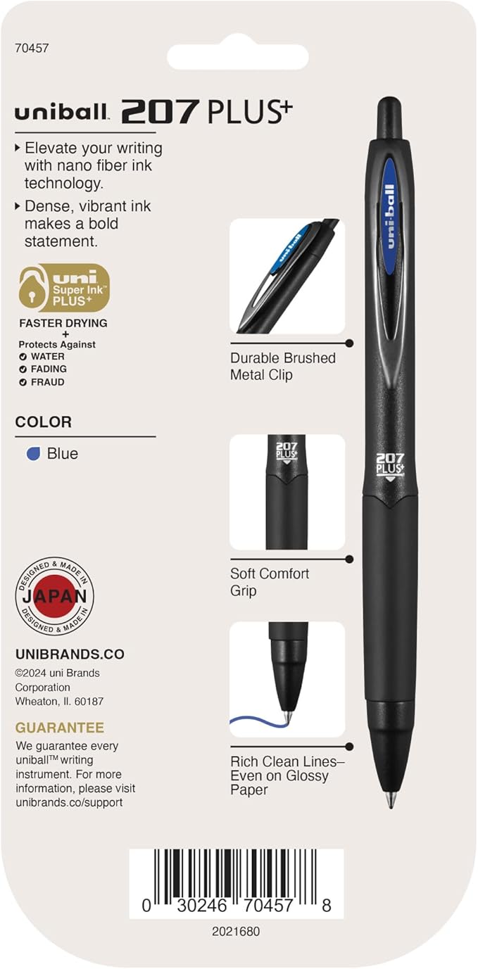 207PLUS+ Gel, 0.7MM, Blue, 4pk