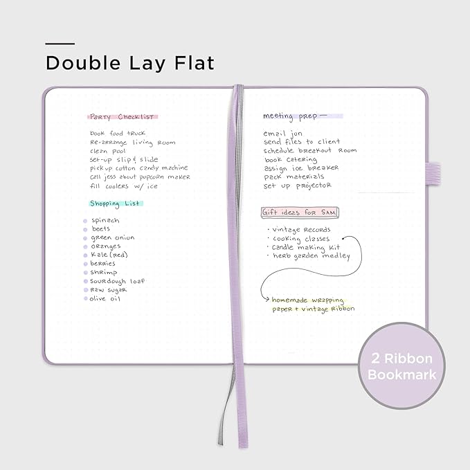 &And Per Se Dotted Journal Notebook for Women&Men with Pattern, A5 Leather Hardcover, 160 Pages 100GSM Thick Dotted Paper, Valentine's Day Gift Journal for Her (Lavender)