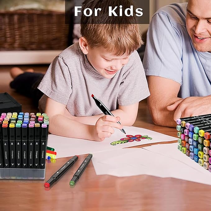 Alcohol Markers 120 Colors with Base Dual Tip Art Drawing Markers for Anime Sketch Illustrations - Refillable