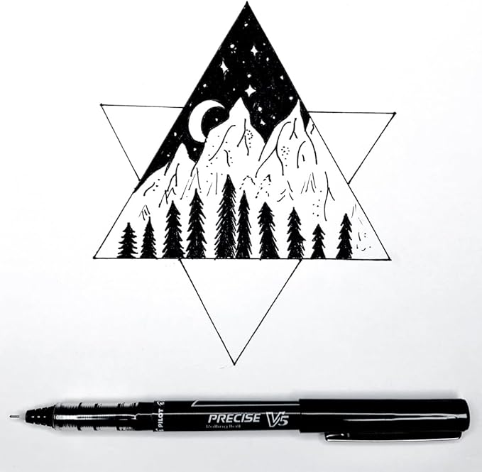 Pilot Precise V5 Rollerball Pens, Extra Fine Point 0.5 mm Black Pens, Black, Pack of 12 - Ideal for School, Journaling & Office Writing