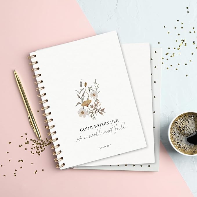 Christian Bible Journal for Women Notebook,God is Within Her She Will Not Fall Spiral Notebook Hardcover,College Ruled Notebook Journal for Writing,Christian Gifts for Women Friend Teens, 5.5x8.3