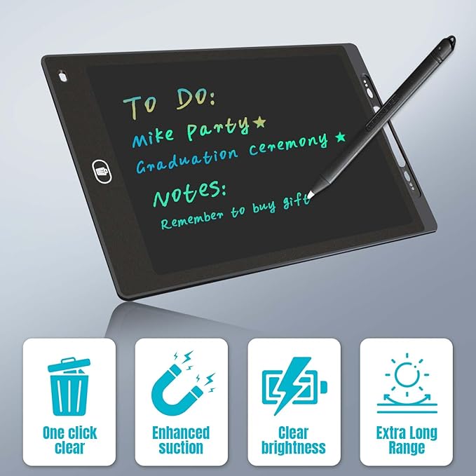 Magnetic Dry Erase Board for Fridge, 9.8”×6.7” Small LCD Writing Tablet Blackboard Grocery to Do List Magnet Pad Black White Whiteboard Adult Chore Chart Refrigerator Digital Notepad Message Center