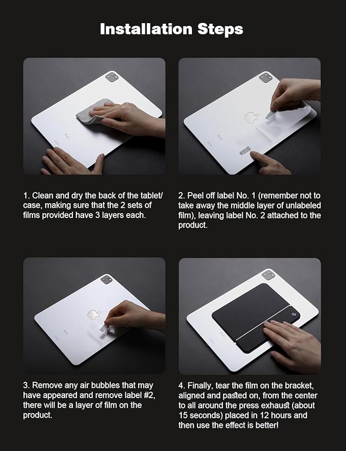 Nillkin Adhesive Invisible Slim Tablet Stand, Universal iPad Stand for Desk, Most Adjustable, Compatible with iPad/Galaxy Tab and All 9.7-11" Tablets, Black
