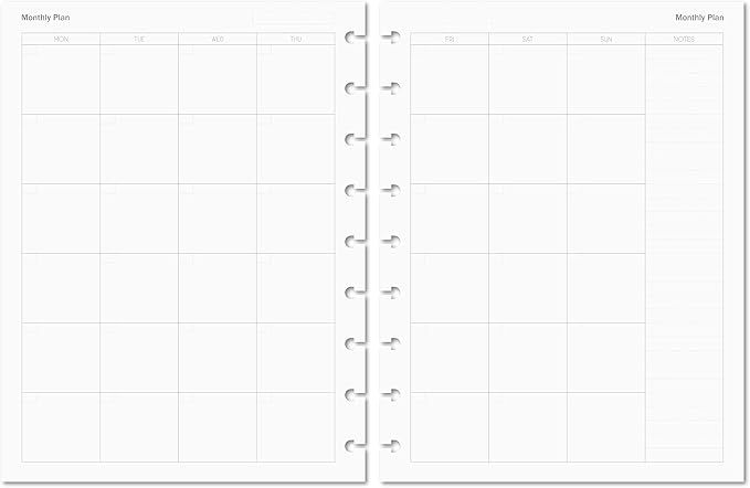 Discagenda Planner Insert Refills Discbound 120gsm 80lb (Monthly, HP Classic (7 x 9.25in))