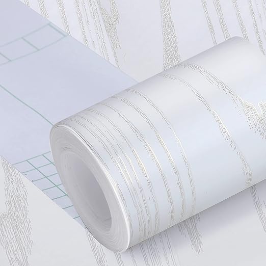 4" X33' Size Realistic Wood Grain Repair Tape, Self Adhesive Wood Grain Repair Patch for Table, Chair, Door, Windows, Floors, Furniture Renovation, Hand DIY. With Plastic Scraper. Gold Line White Wood