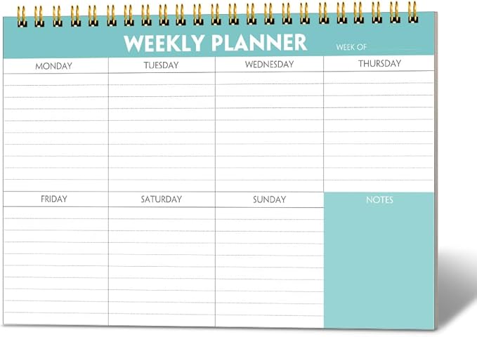 (3-Pack) Weekly Planner - 7" x 10" Weekly Pad Organizers Habit Tracker Journal for Man & Women, 52 Sheets, 100gsm Paper, Undated Weekly To Do List Notepad with Your Life, Teal