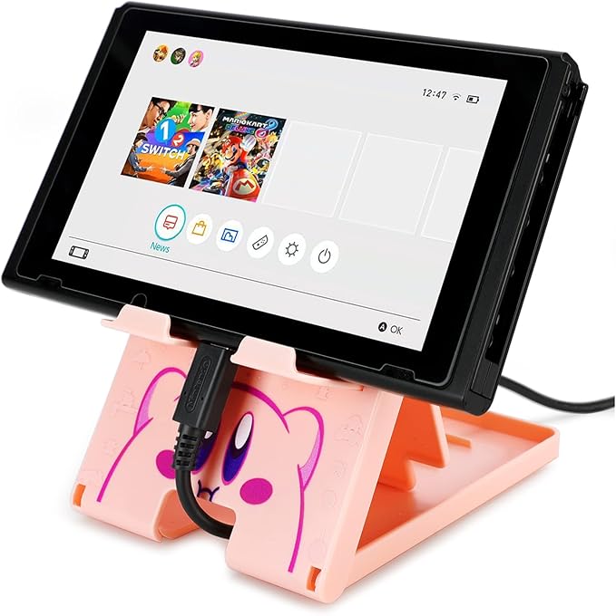 Tscope Cute Switch Stand for Nintendo, Pink Kawaii Anime Holder Bracket, Adjustable Foldable Portable Compact Play Stand for Lite OLED