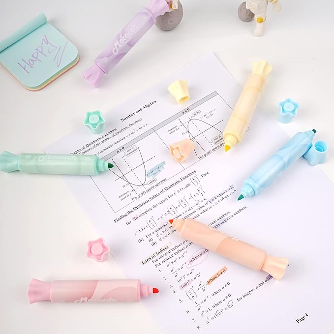 Candy Shape Highlighters, Assorted colors,Chisel Tip,Water Based,Quick Dry& Write Smoothly 6 Macaron Colors (CANDY HIGHLIGHTER)