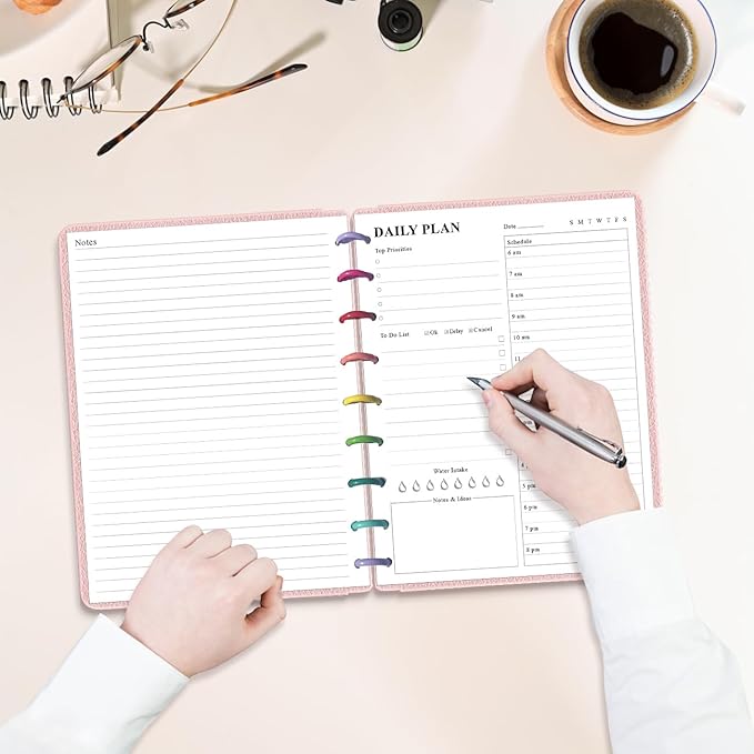 (3-Pack) Classic Size Discbound Daily Planner Refill Paper, 9-Disc Discbound Pre-punched Happy Planners Insert, 300Sheets/600Pages To Do List Planner Refill, 100gsm White Paper, 7" x 9.25"