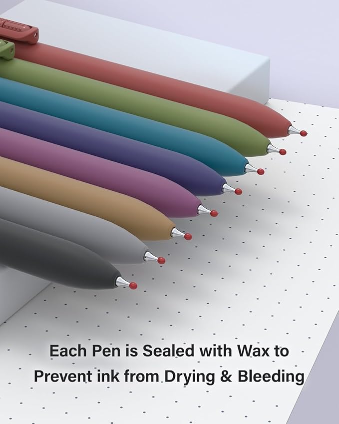 inkipen- 16 Pack Pens, Gel pens Black Ink, Fine Point(0.5mm),Quick-Drying Smooth Writing,School and Office Supplies (vintage color)