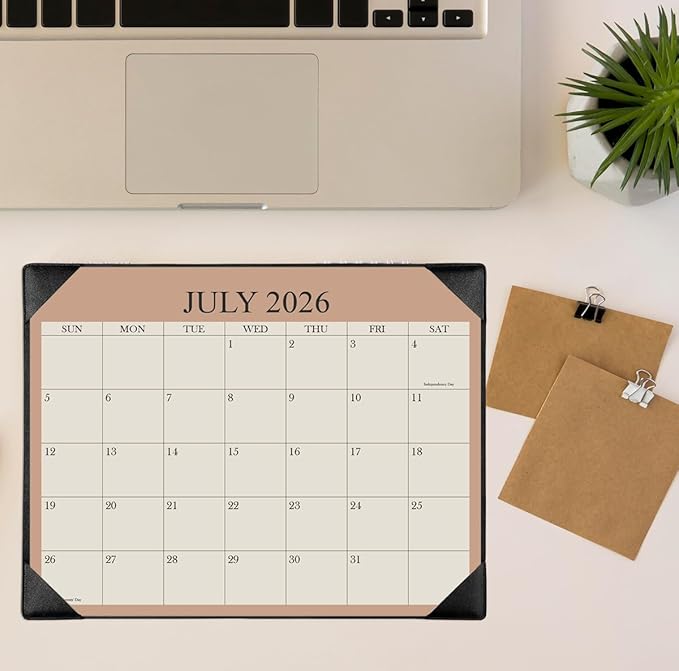 Desk Calendar 2026 with Desktop Mat, 18 Month Small Desk Pad Calendar from January 2026 to June 2027, 8.5" x 11" Desk Pad Calendar 2026 for Home, School Office, Black