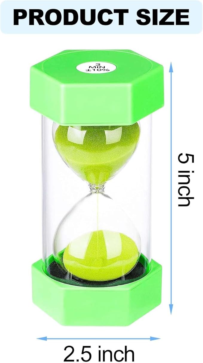 SuLiao Sand Timer 5 Minute Hourglass Timer,Plastic Sand Clcok,Big Green Sand Watch 5 Min,Reloj De Arena 5 Minutos,Hour Glass Colorful Sandglass for Kids, Games, Classroom, Kitchen, Decorative