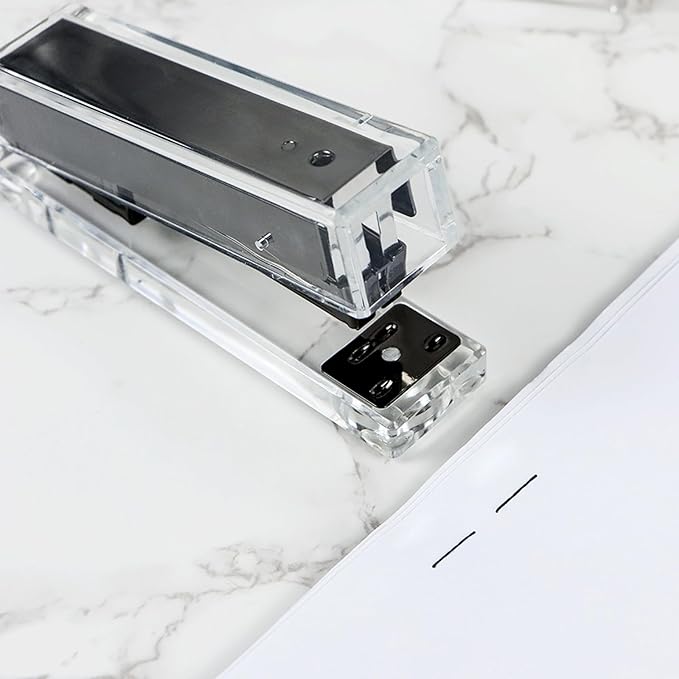 NatSumeBasics Clear Stapler with Black Staples, Standard Staper with 1000 26/6 Staples for Desk Home School Office Stationery Supplies Accessories Decoration (Black)