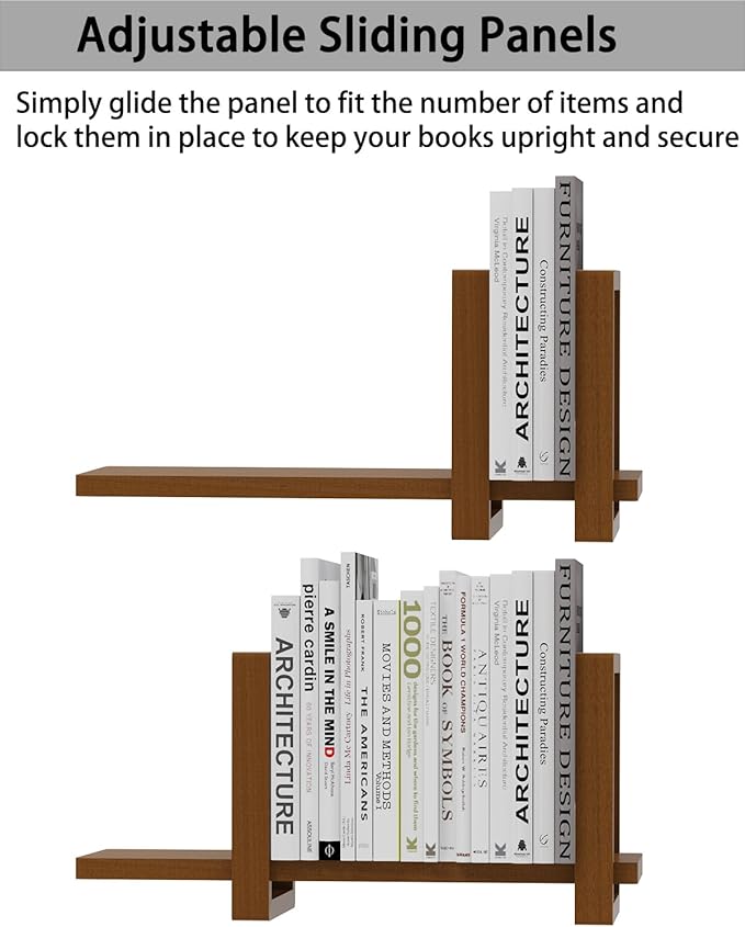 Adjustable Desktop Bookshelf, Retro Tabletop Bookshelf, Desk Shelf for Top of Desk in Living Room, Home, Office, Perfect for Magazine, Books, Cookbooks, No Tools Required to Assemble (Walnut Brown)