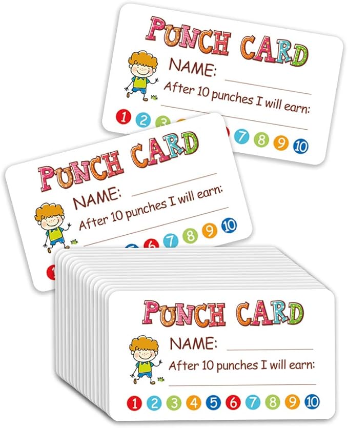 Punch Card, 100pcs Reward Incentive Card for Teacher, Behavior Chart for Kids, Homeschool Classroom Supplies for Motivation