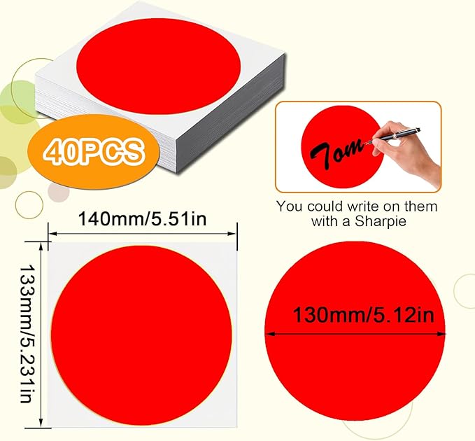 Classroom Floor Stickers Floor Marker Dots, 40Pcs Carpet Spot Markers Line Up Dots Spots, Carpet Circles Carpet Dots for Classroom Decoration Table Teacher Supplies (Red)