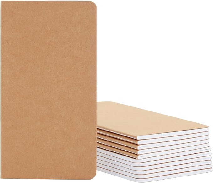 Paper Junkie Bulk Kraft Paper Notebooks - H5 (4.4 x 8.26 In), 12-Pack Soft Cover Kraft Brown - Lined Travel Journal & Creative Writing Notebook