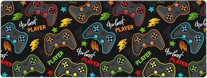 Video Game Controller XL Large Mouse Pad with Stitched Edges Long Non-Slip Rubber Base Mousepad Gaming Joysticks Laptop Keyboard Mat Desk Pad for Office Home Desk Decor, 31.5" X 11.8"