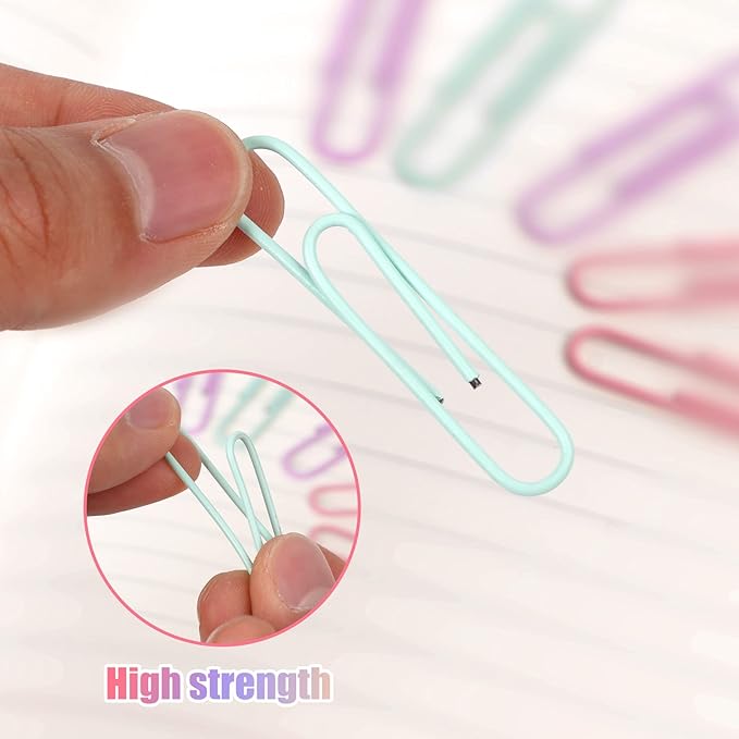 Macaron Colored Paper Clips, Large Paper Clip, 2" Jumbo Paper Clip,300pcs Big Paper Clips for Office Supplies