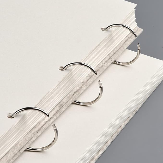 Refillable Loose Leaf Sketchbook Drawing Notebook Sketchpad Spiral Sketchbook Linen Hardcover 120 Pages 160GSM (L)