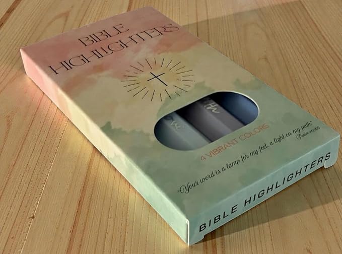 Sixhaven Bible Highlighters No Bleed - Blue - Pastel Highlighters Set of 4 - Chisel Tip Highlighter for Bible Study Supplies - Hope Faith Grace Love Markers - Journaling Supplies for Women & Men