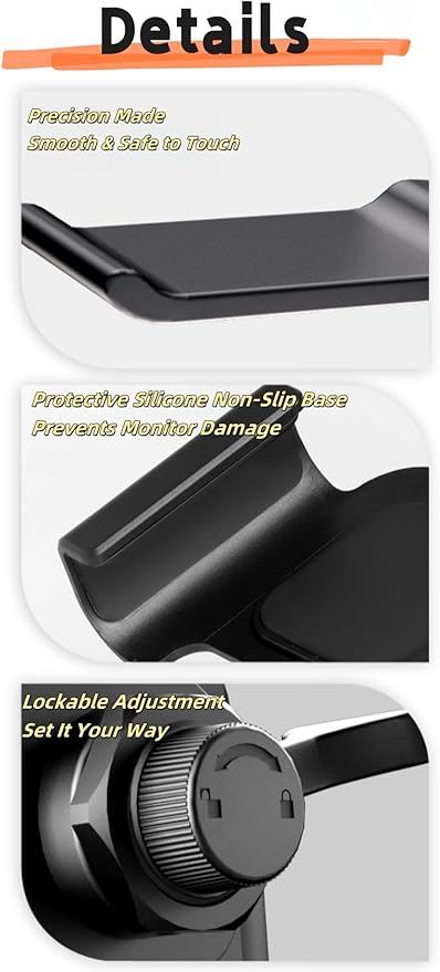 【1PACK Clamp-On Monitor Headphone Stand – Adjustable Headset Holder with 360° Rotating Hook, Silicone Protection, Space-Saving Desk Organizer for Office, Gaming & Study YA-C (Black)