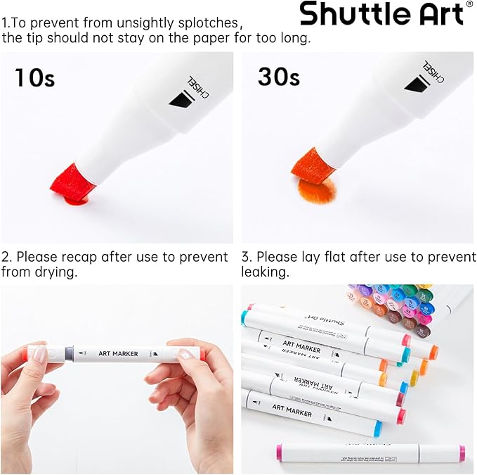 Shuttle Art 51 Colors Alcohol Markers, 50 Colors Dual Tip Art Marker Set Plus 1 Colorless Blender with Marker Case Perfect for Illustration Students Adult Coloring Sketching (Pack of 2)